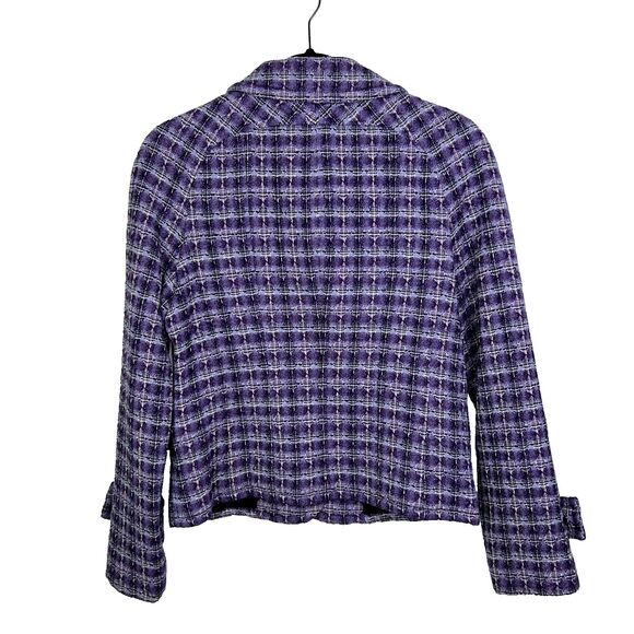 Pendleton Tweed Checkered Blazer Jacket Purple Buttons Front 100% Wool Womens 10 - Picture 4 of 11